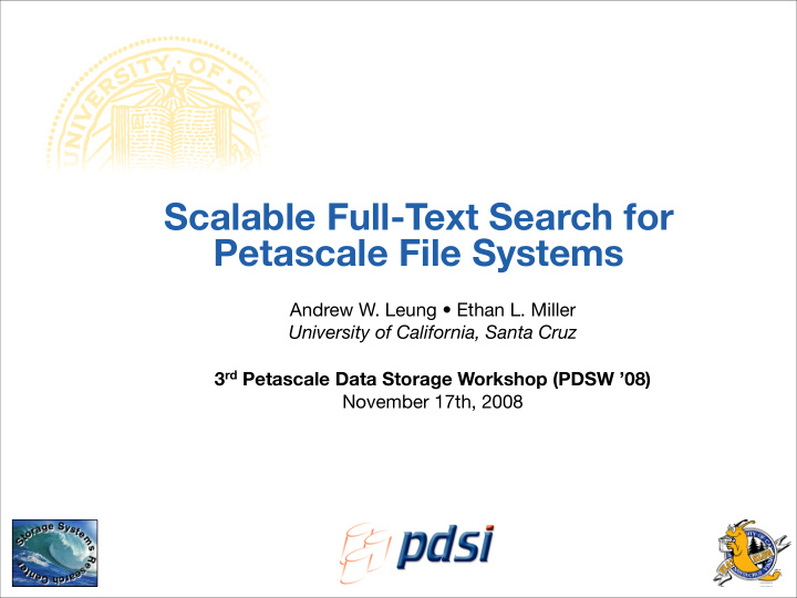 scalable full text search for petascale file systems