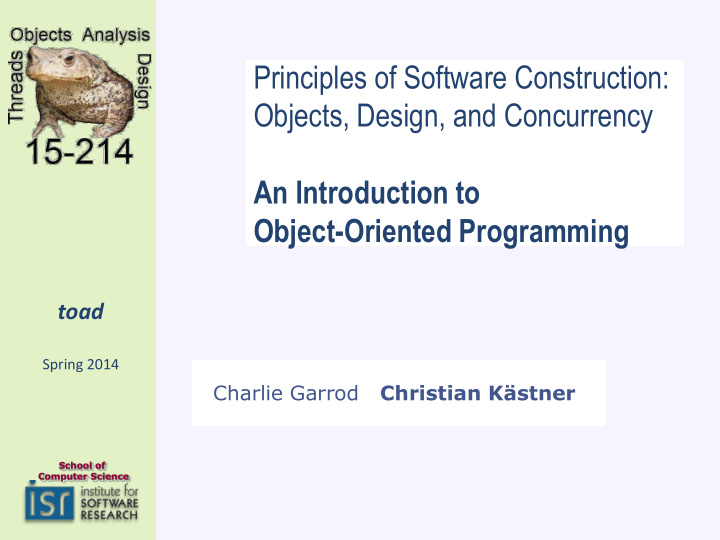 an introduction to object oriented programming toad