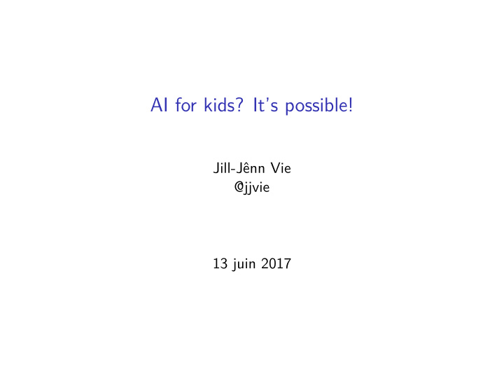ai for kids it s possible