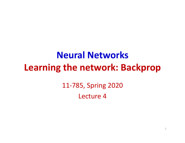 neural networks learning the network backprop