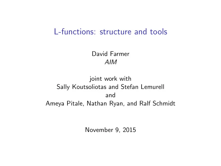 l functions structure and tools
