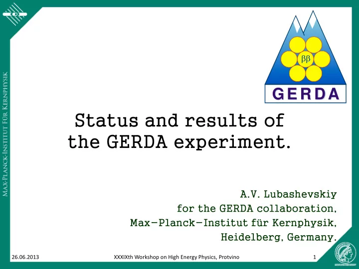 status and results of the gerda experiment