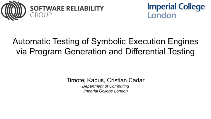 automatic testing of symbolic execution engines via