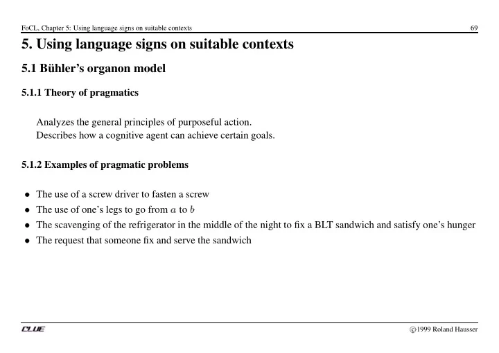 5 using language signs on suitable contexts