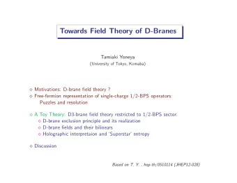Towards Field Theory of D-Branes  Tamiaki Yoneya  (University of Tokyo, Komaba)  Motivations: