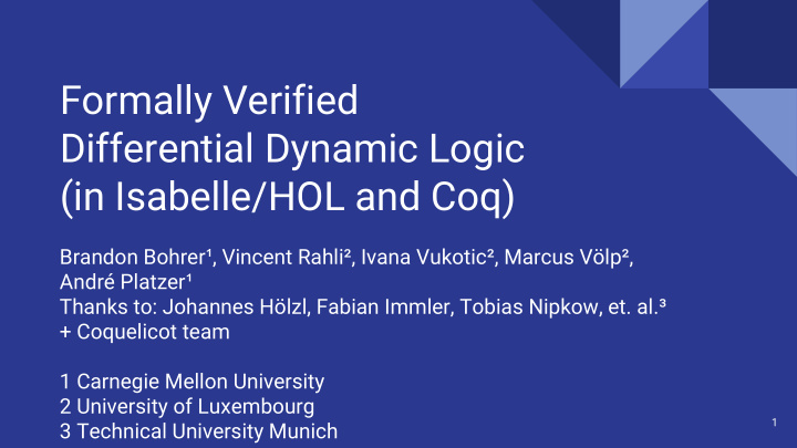 formally verified differential dynamic logic in isabelle