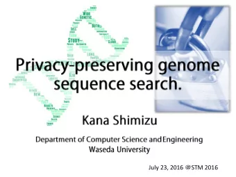 July 23, 2016  STM 2016  Outline  Background  Additively homomorphic encryption  Beacon