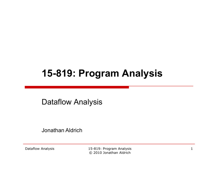 dataflow analysis jonathan aldrich