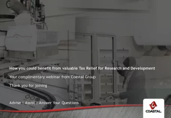 How you could benefit from valuable Tax Relief for Research and Development  Your complimentary