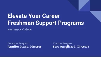 Elevate Your Career  Freshman Support Programs Merrimack College  Compass Program  Promise Program