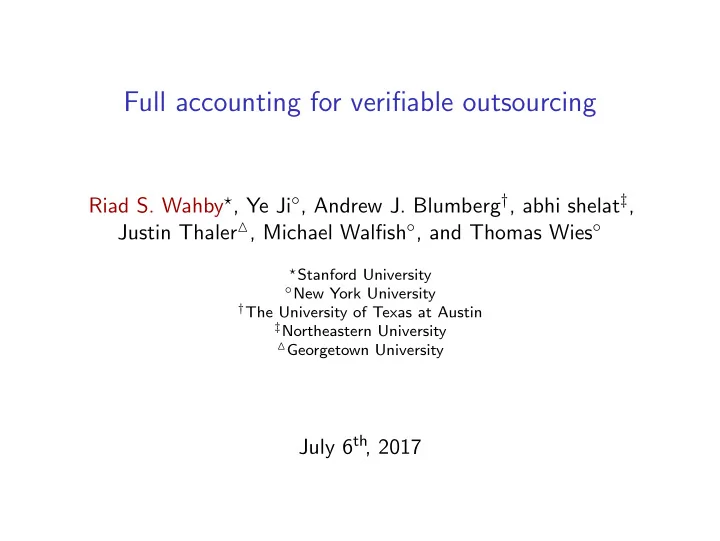 full accounting for verifiable outsourcing