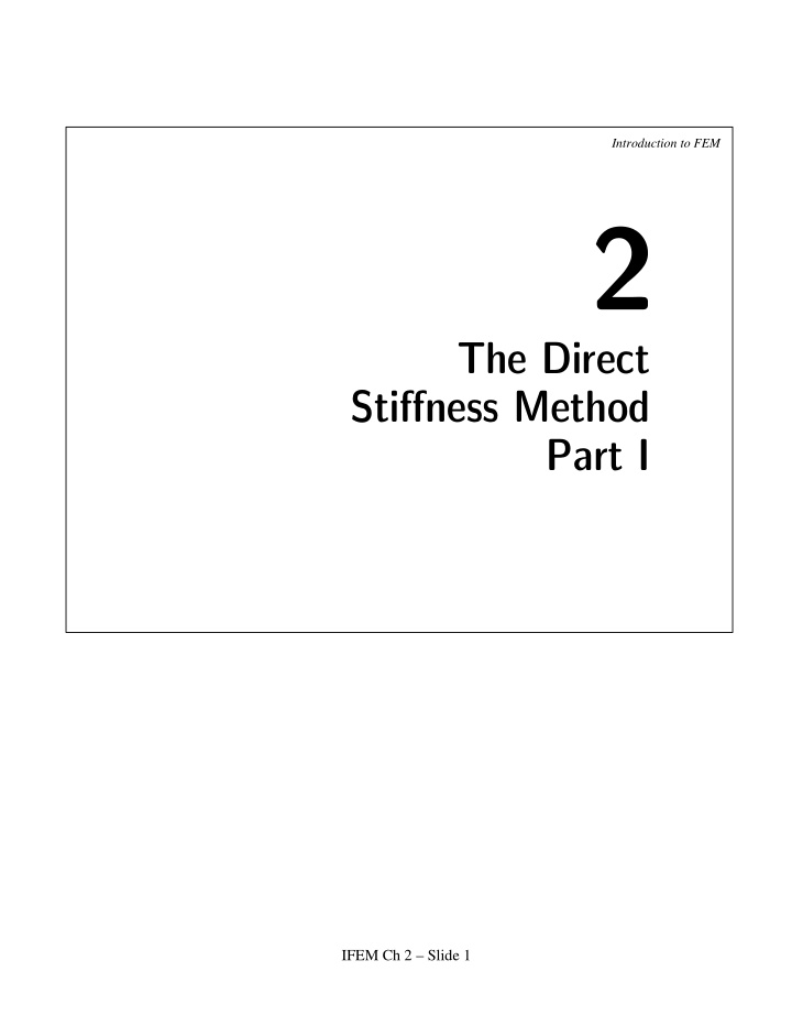 the direct stiffness method part i