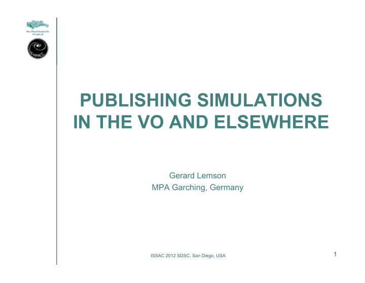 publishing simulations in the vo and elsewhere