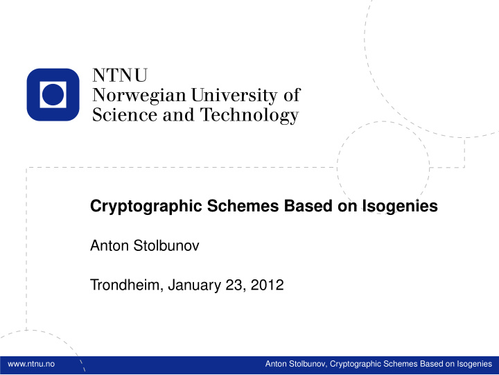 cryptographic schemes based on isogenies