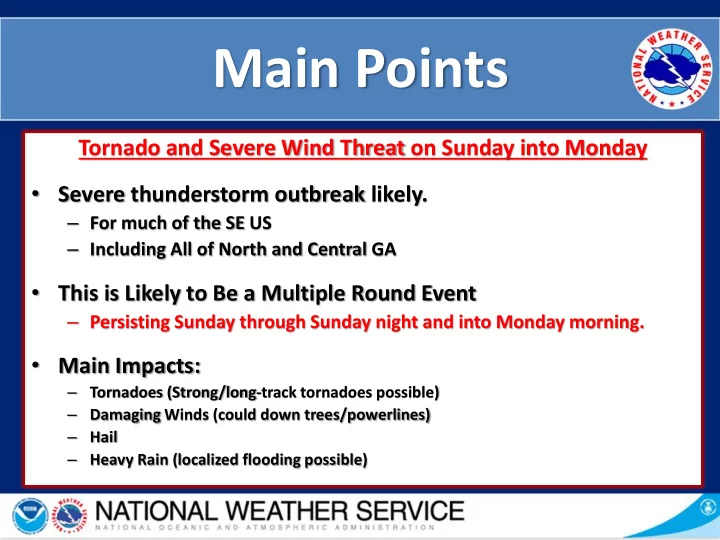 main points