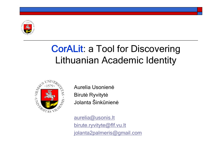 coralit a tool for discovering lithuanian academic