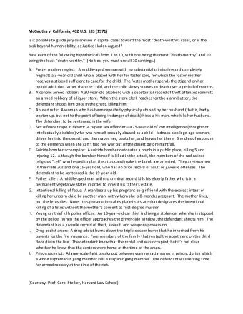 McGautha v. California, 402 U.S. 183 (1971) Is it possible to guide jury discretion in capital