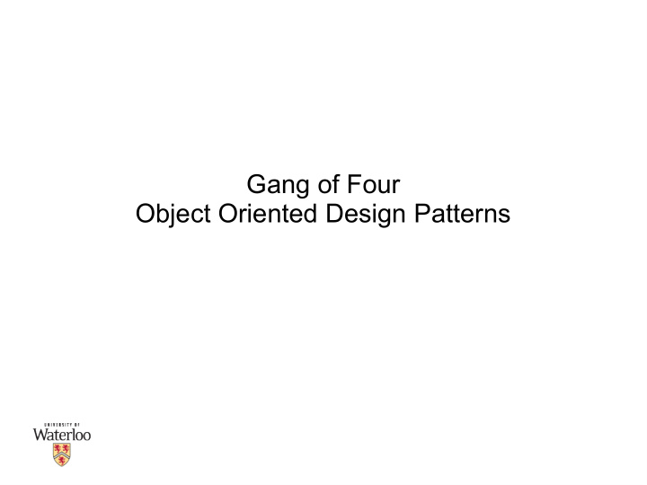 gang of four object oriented design patterns motivation