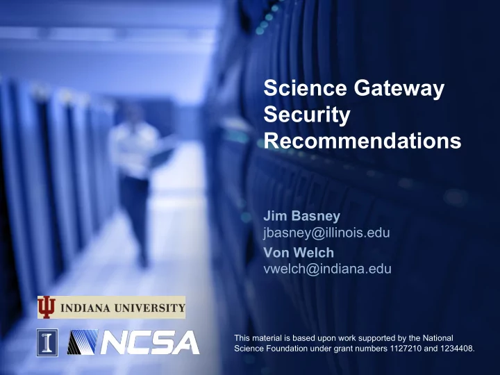 science gateway security recommendations