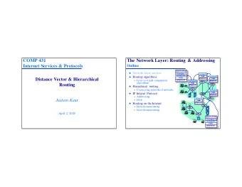 COMP 431  The Network Layer: Routing &amp; Addressing  Internet Services &amp; Protocols  Outline