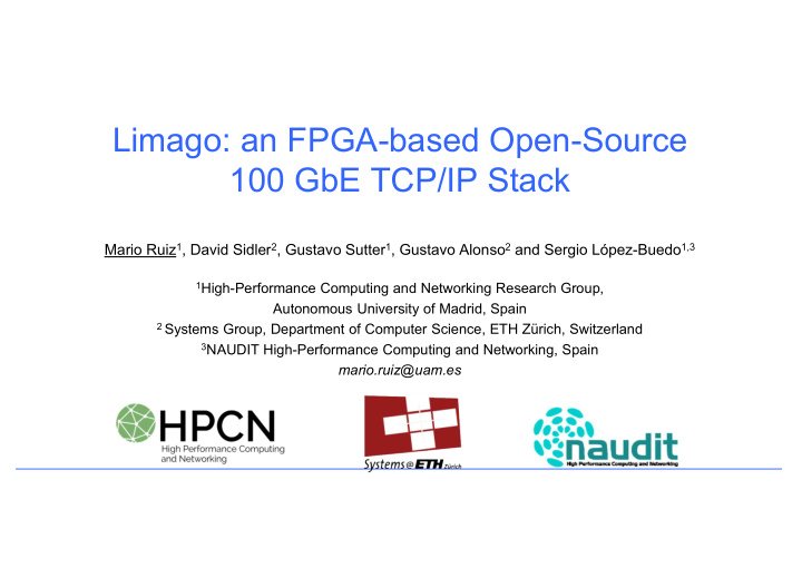 limago an fpga based open source 100 gbe tcp ip stack