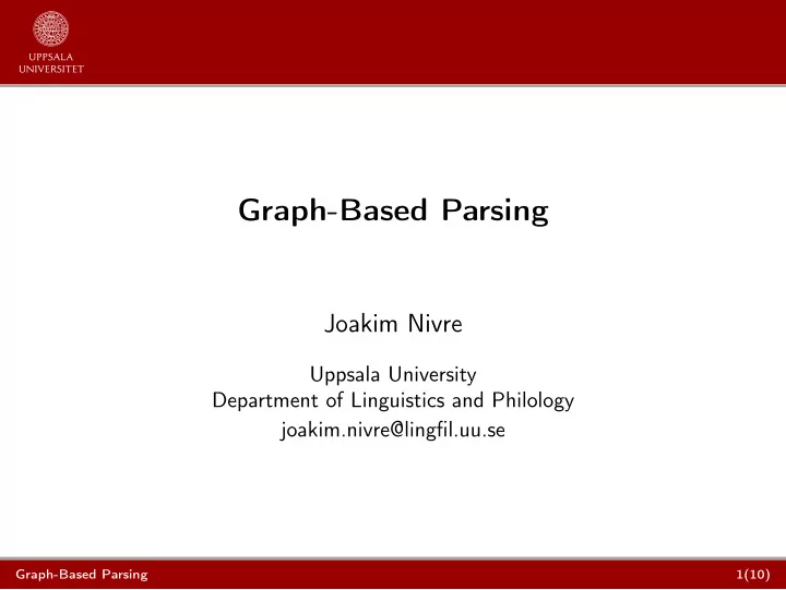 graph based parsing