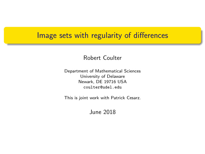 image sets with regularity of differences