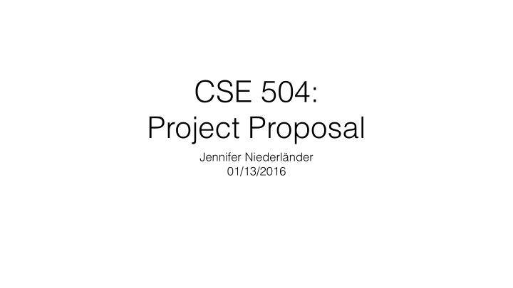 cse 504 project proposal