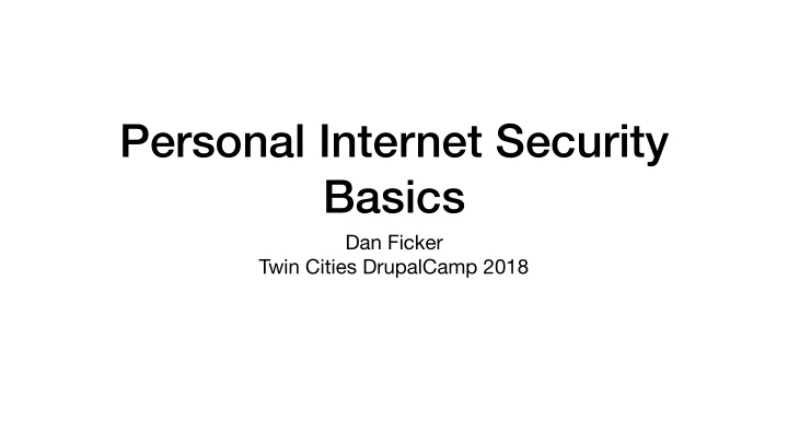 personal internet security basics
