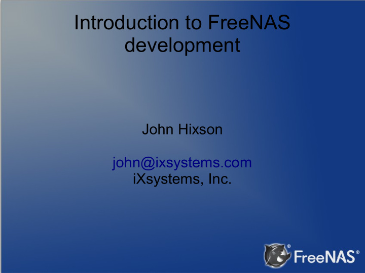 introduction to freenas development