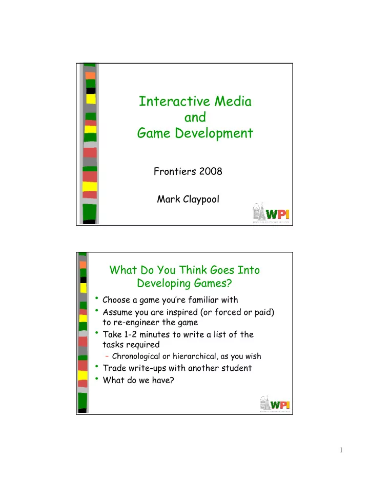 interactive media and game development