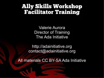 A  l  l  y  S  k  i  l  l  s  Wo  r  k  s  h  o  p  F  a  c  i  l  i  t  a  t  o  r  T  r  a  i  n