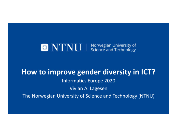 how to improve gender diversity in ict