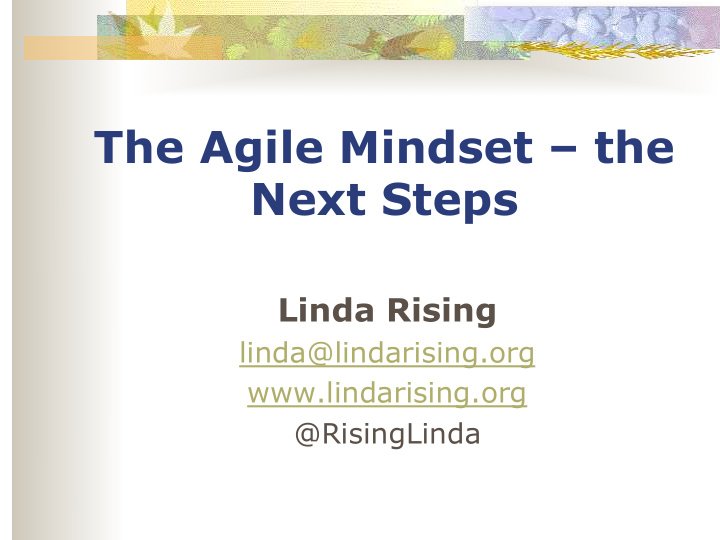 the agile mindset the next steps