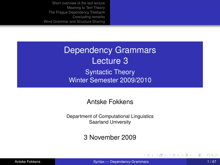 dependency grammars lecture 3