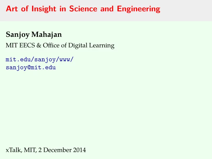 art of insight in science and engineering