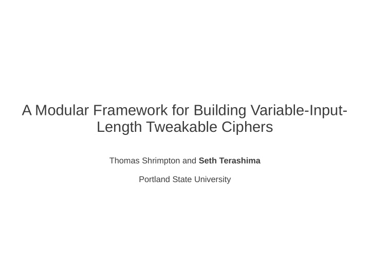 a modular framework for building variable input length