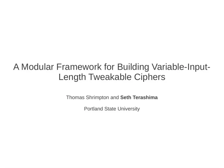 a modular framework for building variable input length