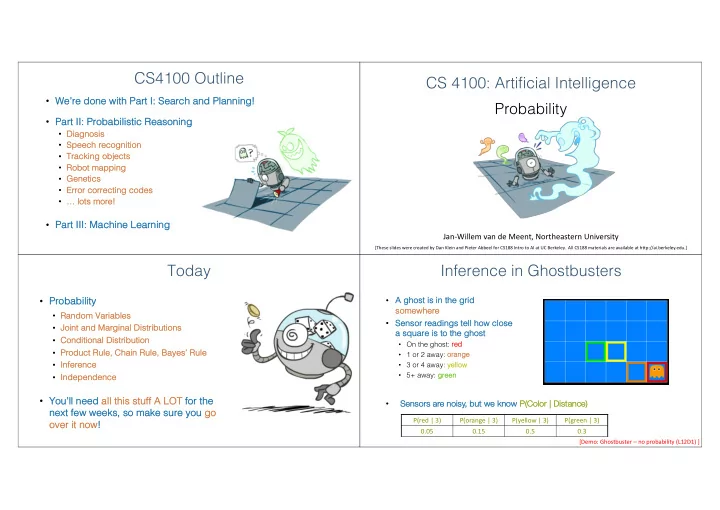 cs4100 outline cs 4100 artificial intelligence