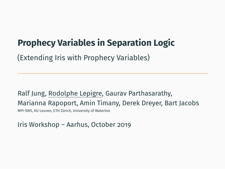 prophecy variables in separation logic