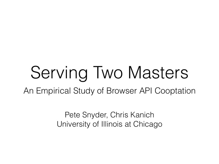 serving two masters