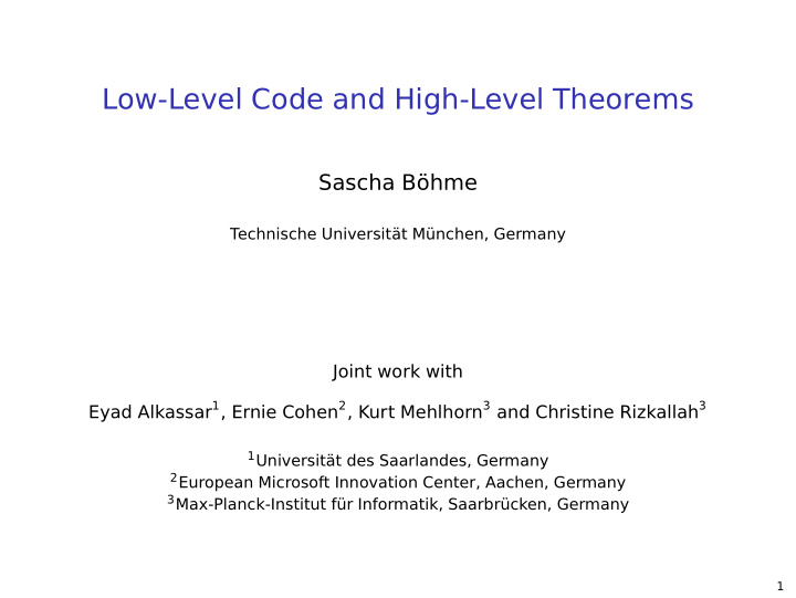 low level code and high level theorems