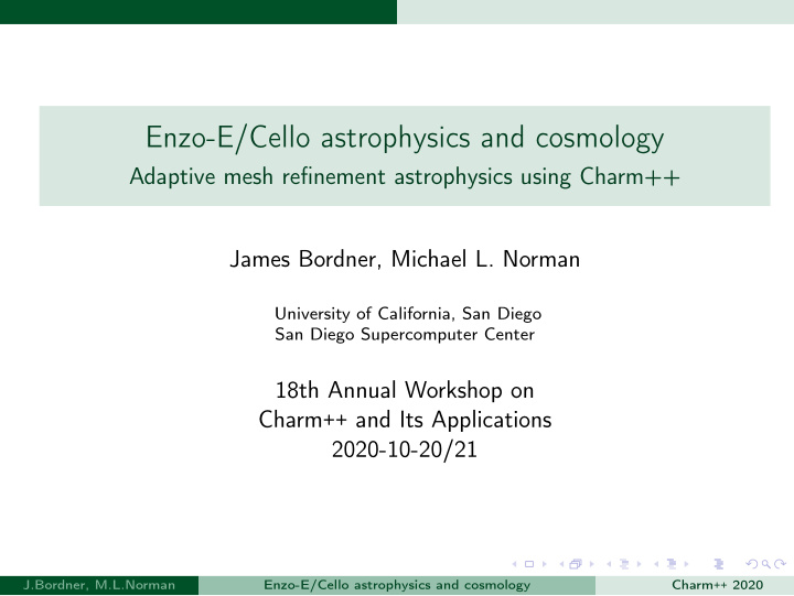 enzo e cello astrophysics and cosmology