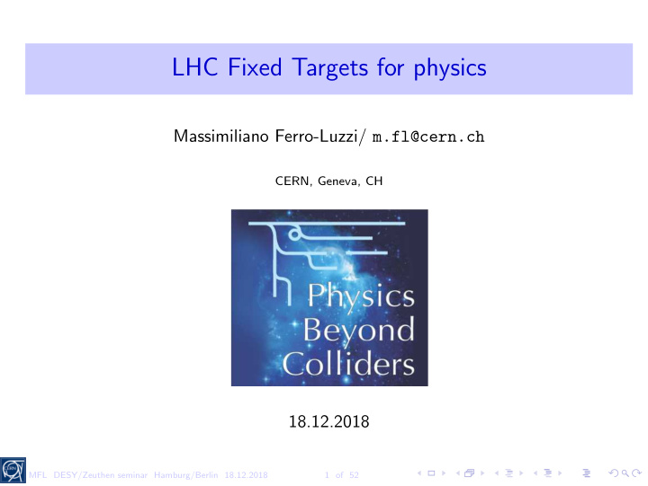 lhc fixed targets for physics