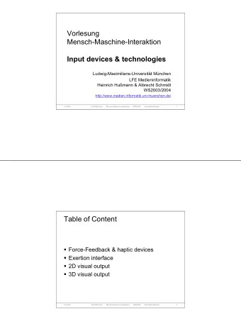 Vorlesung  Mensch-Maschine-Interaktion  Input devices &amp; technologies
