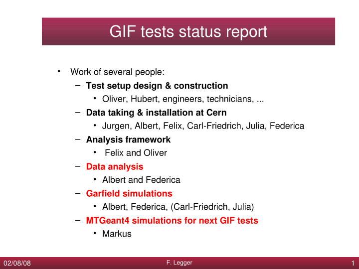 gif tests status report