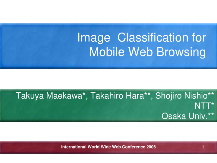 image classification for mobile web browsing