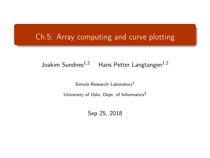 ch 5 array computing and curve plotting