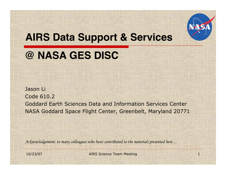 airs data support services nasa ges disc
