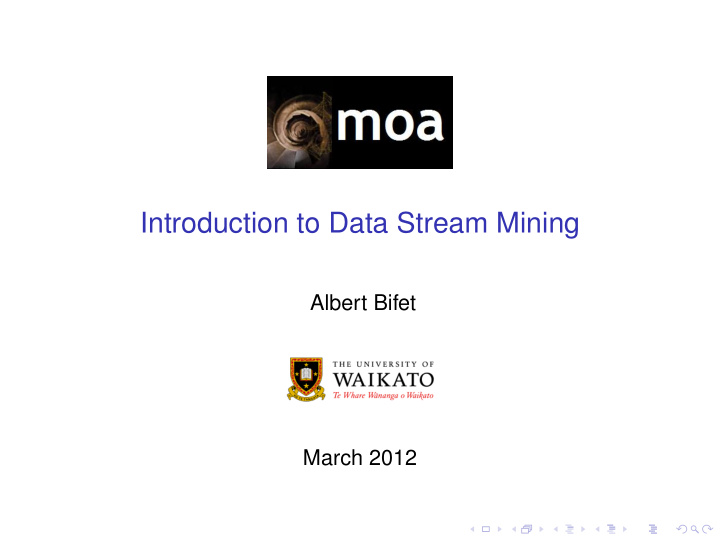 introduction to data stream mining